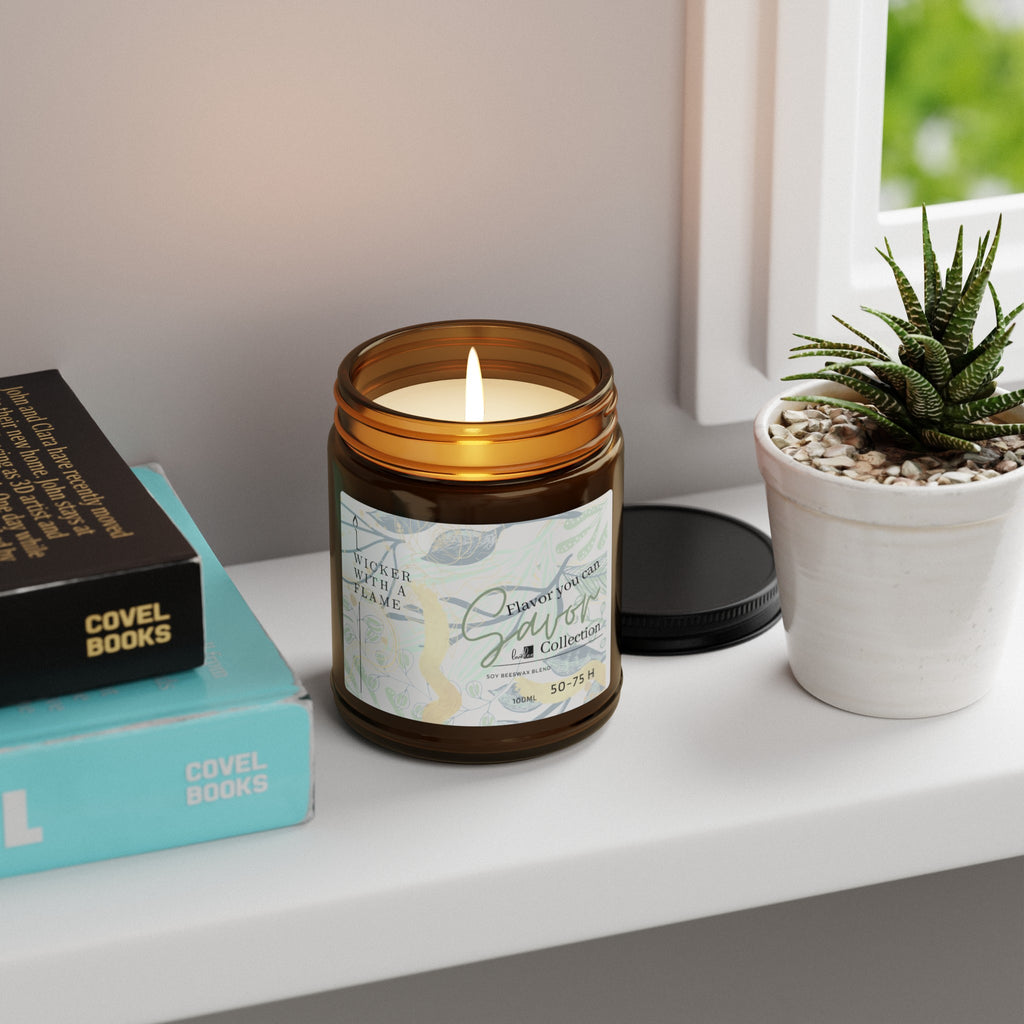 Wicker with a Flame- Designer Collection Scented Soy Candle (Multi-Size, Amber Jar)
