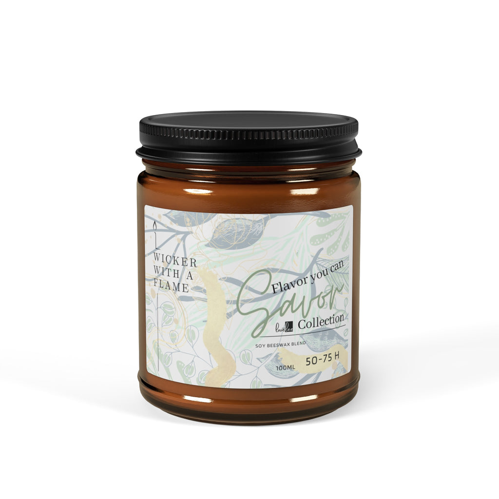 Wicker with a Flame- Designer Collection Scented Soy Candle (Multi-Size, Amber Jar)