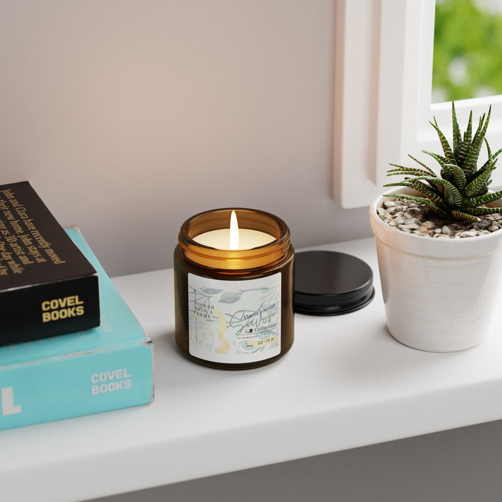 Wicker with a Flame- Designer Collection Scented Soy Candle (Multi-Size, Amber Jar)