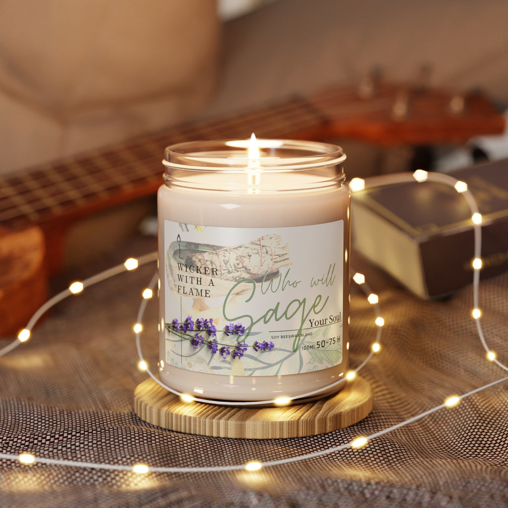 Wicker with a Flame-Who will Sage your Soul Scented Soy Candle