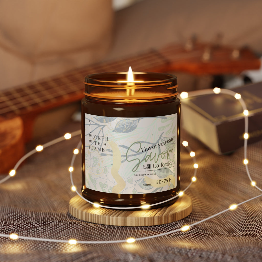 Wicker with a Flame- Designer Collection Scented Soy Candle (Multi-Size, Amber Jar)