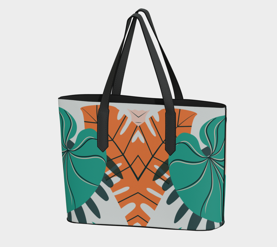 Reverse Tropic Wonders  Leather Tote Bag