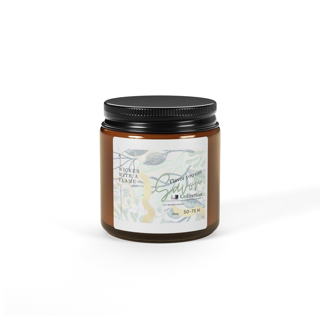 Wicker with a Flame- Designer Collection Scented Soy Candle (Multi-Size, Amber Jar)