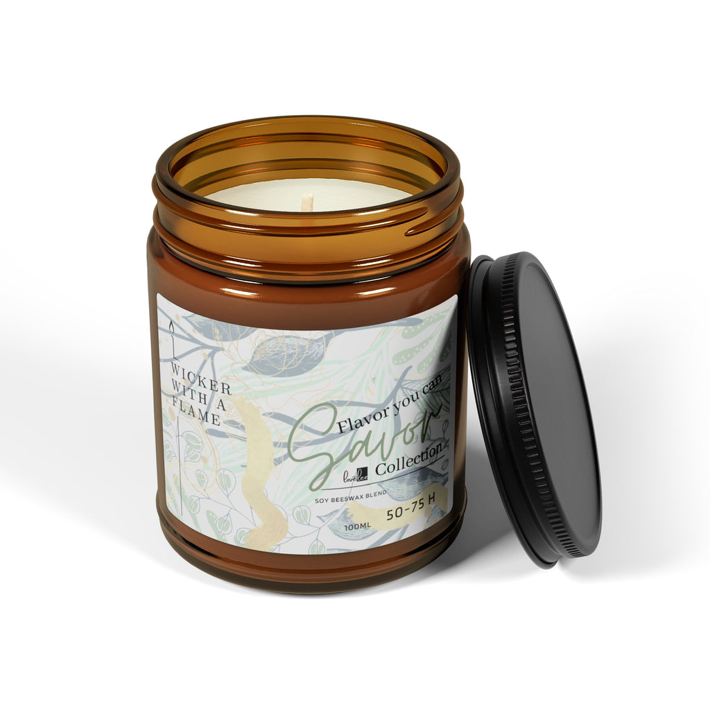 Wicker with a Flame- Designer Collection Scented Soy Candle (Multi-Size, Amber Jar)
