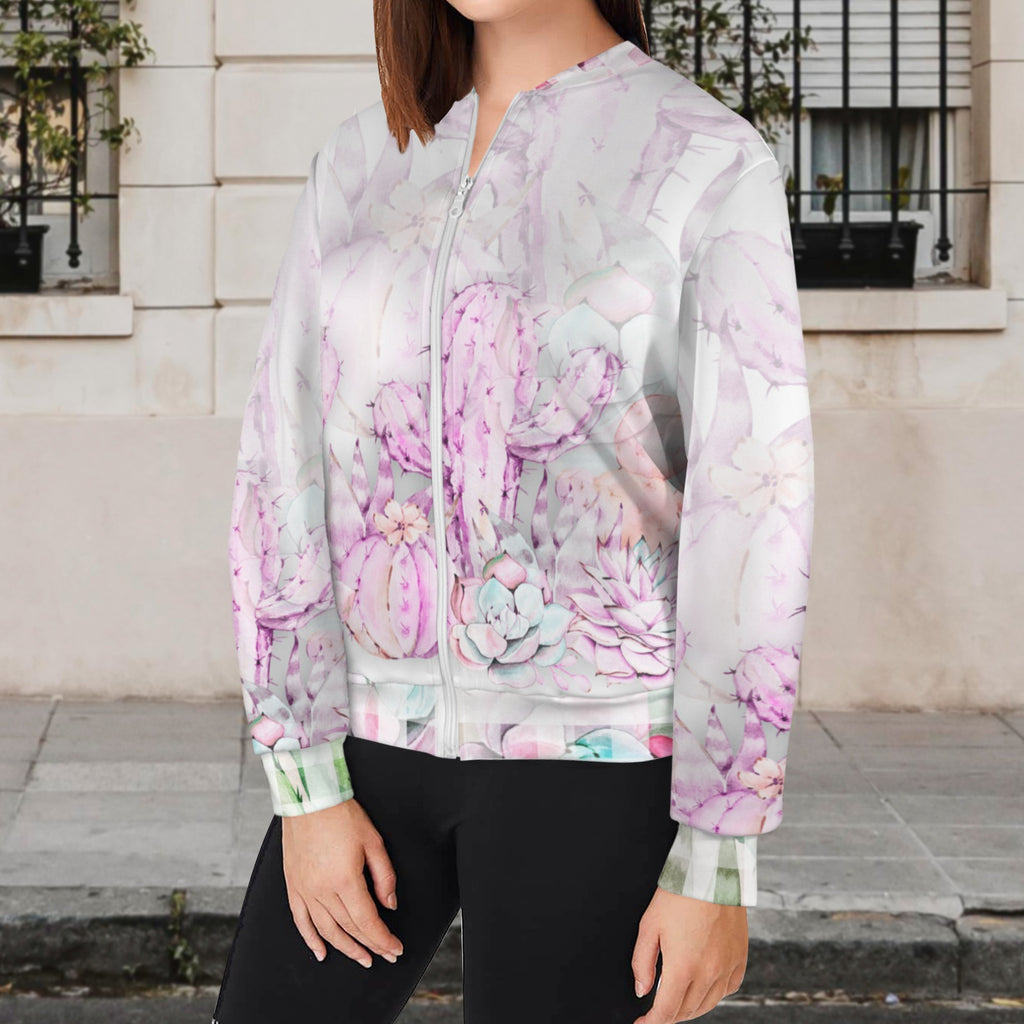 Pink Cactus Picnic Bomber Jacket