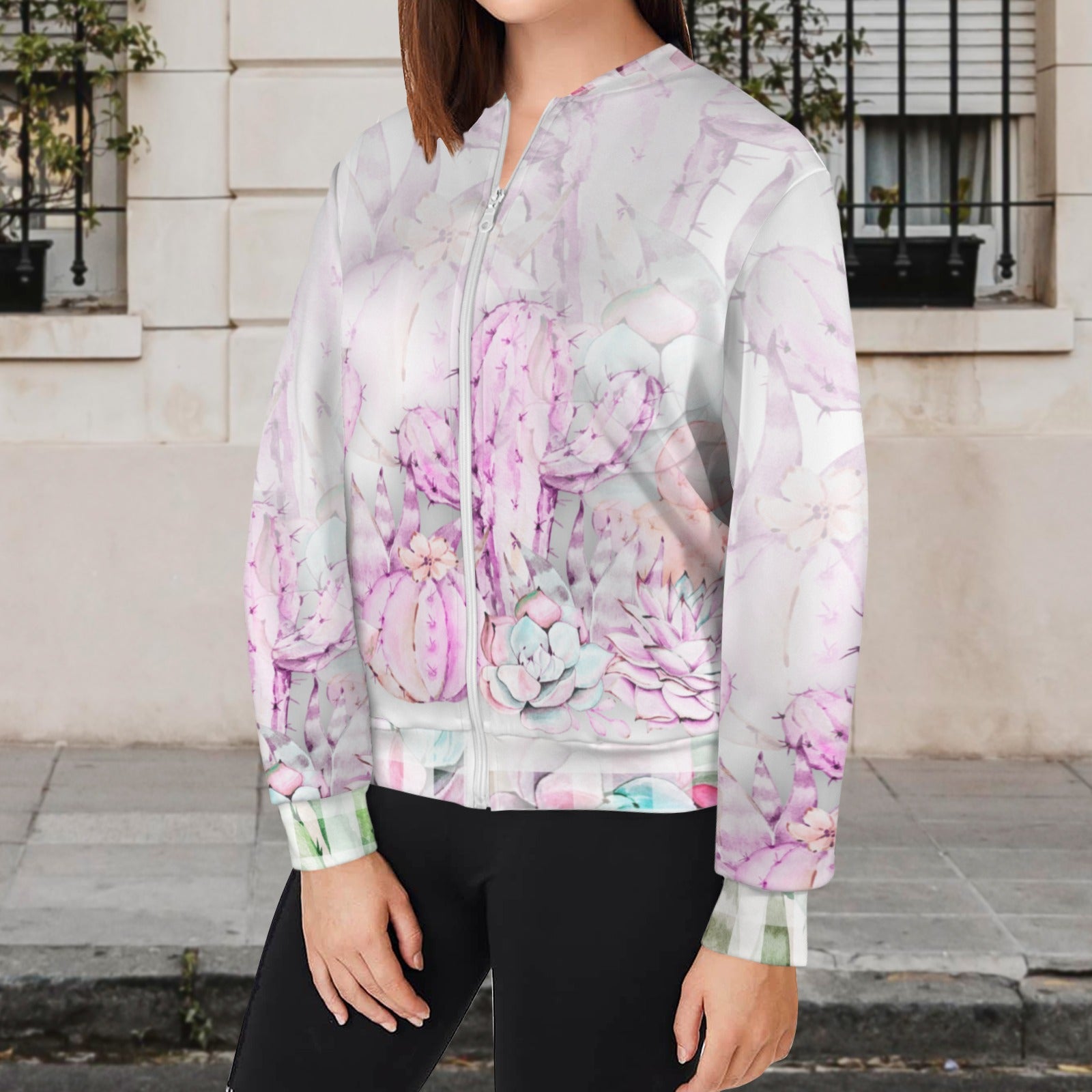 Pink Cactus Picnic Bomber Jacket