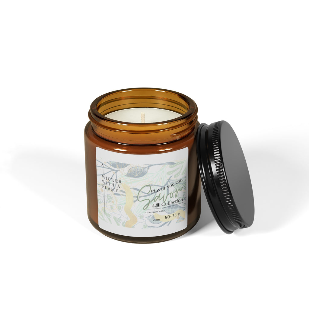 Wicker with a Flame- Designer Collection Scented Soy Candle (Multi-Size, Amber Jar)
