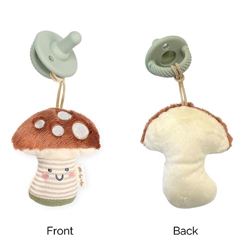 Itzy Ritzy Pacifier and Lovey Set; Detachable Plush Moon and Coordinating Toast Silicone Pacifier; Ideal for Ages 0 Months and Up, Moon