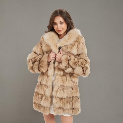 Fur Story Women's Genuine Fox Fur Coat Thick Warm Fur Jacket Winter coat