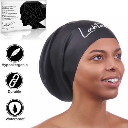 Large Swim Cap for Long Hair - Waterproof Durable Silicone Swimming Cap for Braids, Dreadlocks, Weaves, Afros, Curls – Swim Caps for Women & Men – Anti-Leak Seal for Pool, Beach, Laps & Water Workouts