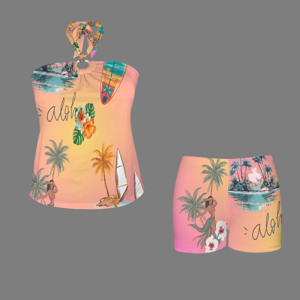 Going to Hawaii Two Piece Full Coverage Tankini