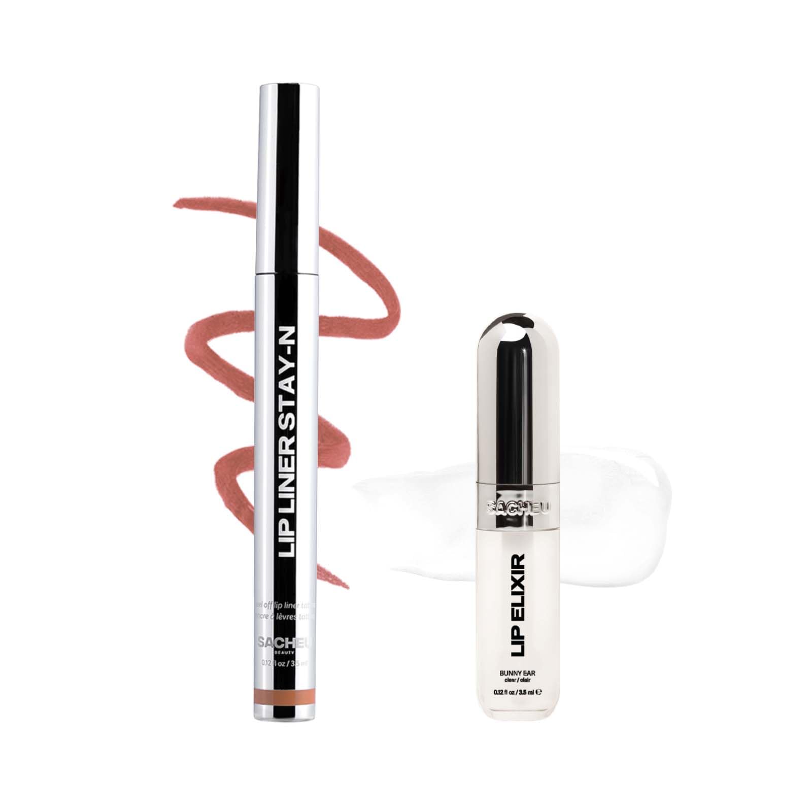 Sacheu Lip Liner STAY-N Peel Off Lip Stain — Long Lasting Matte Lip Tattoo Transfer Proof Lipstain Infused with Hyaluronic Acid & Vitamin E for All Skin Types — Vegan & Cruelty-Free, Deep Bundle