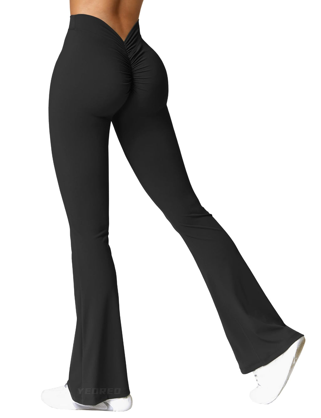 YEOREO Scrunch Flare Leggings Daze V Back Butt Lifting Wide Leg High Waist 31.5" Gym Workout Yoga Pants