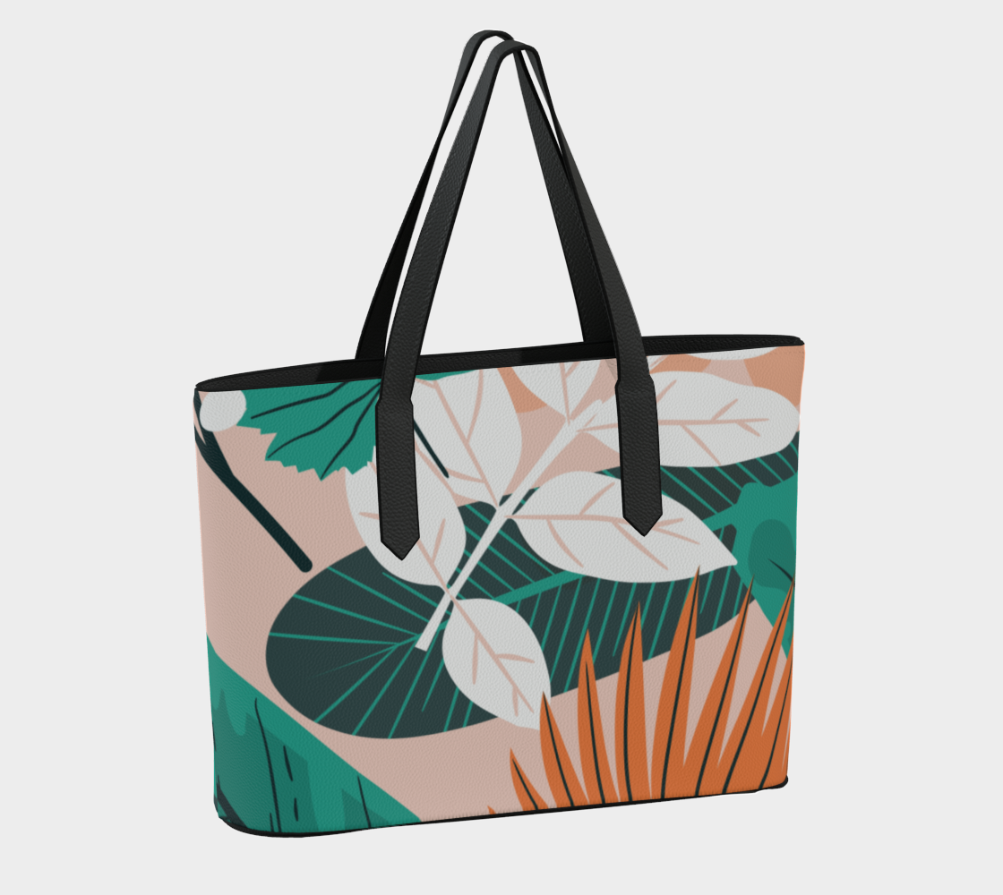 Reverse Tropic Wonders  Leather Tote Bag