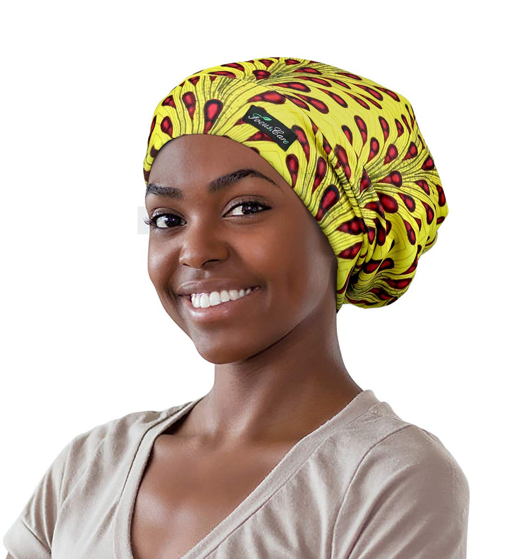 Adjustable Satin Lined Sleep Cap for Dreadlocks Curly Hair Large Head-Stay On Overnight