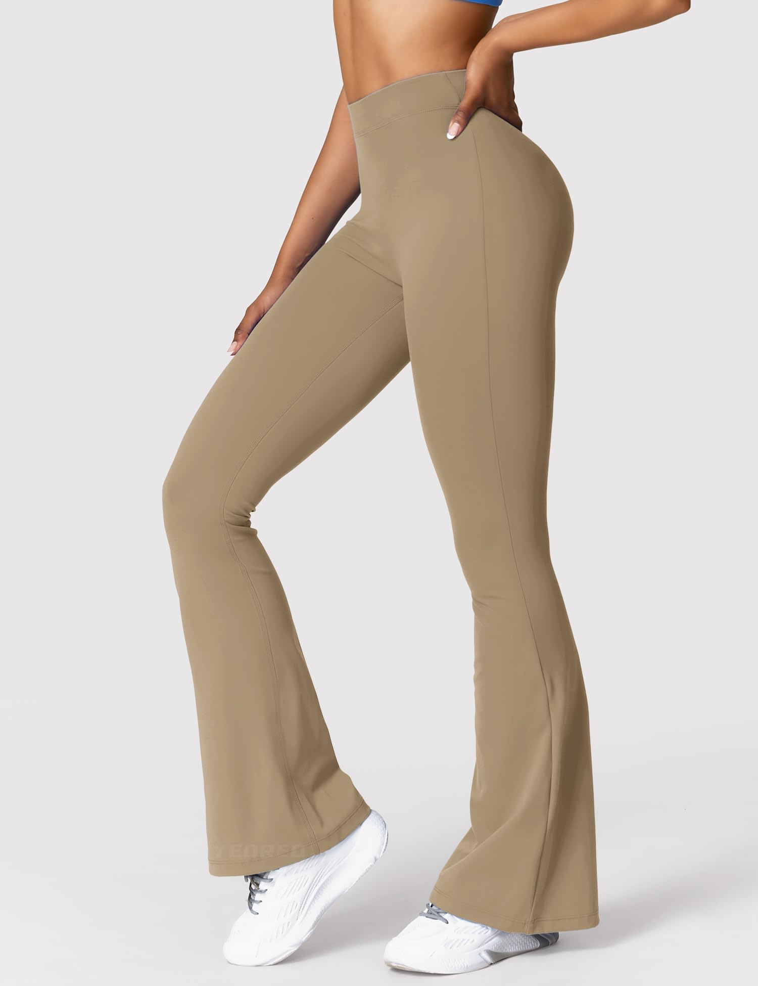 YEOREO Scrunch Flare Leggings Daze V Back Butt Lifting Wide Leg High Waist 31.5" Gym Workout Yoga Pants