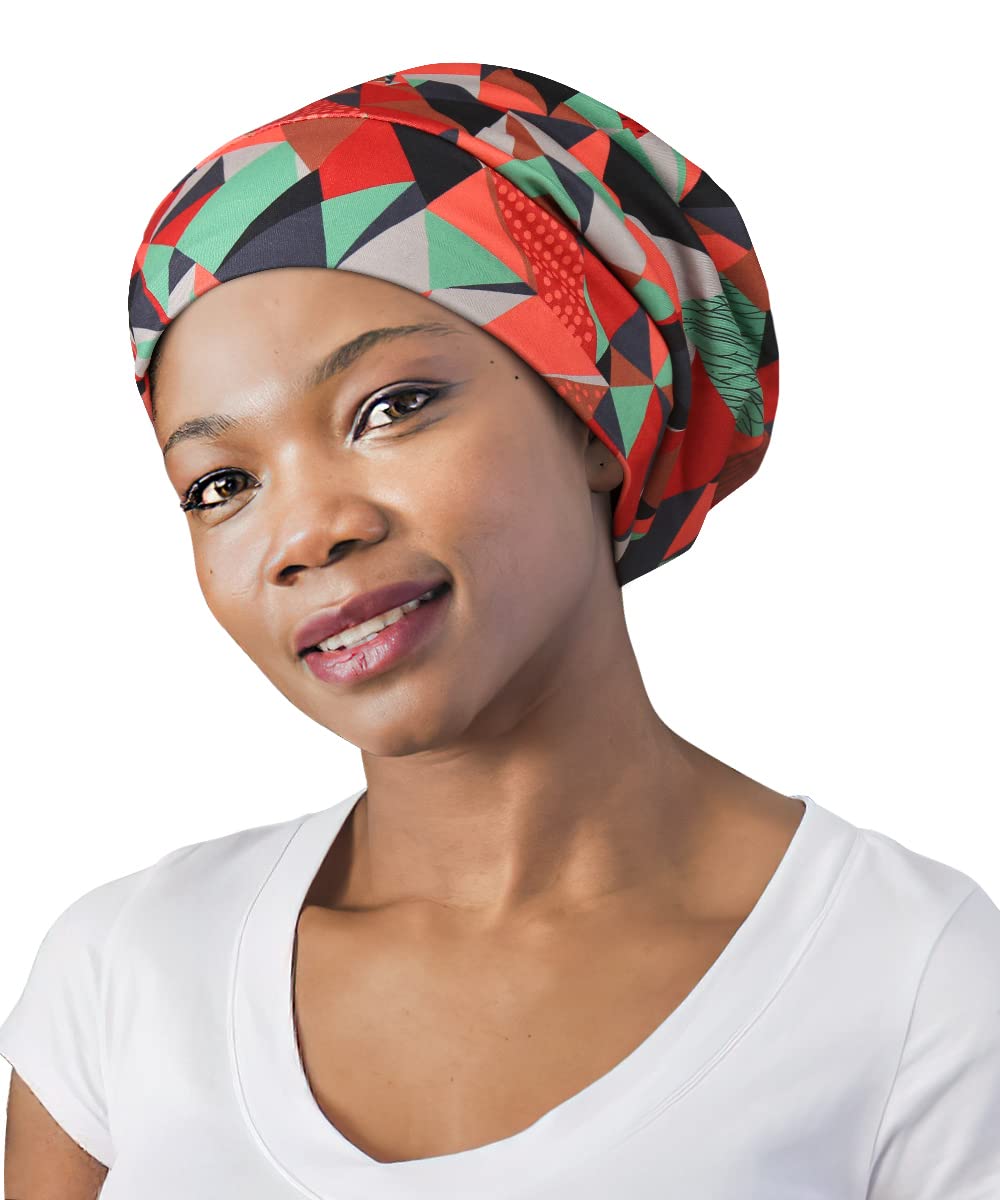 Adjustable Satin Lined Sleep Cap for Dreadlocks Curly Hair Large Head-Stay On Overnight
