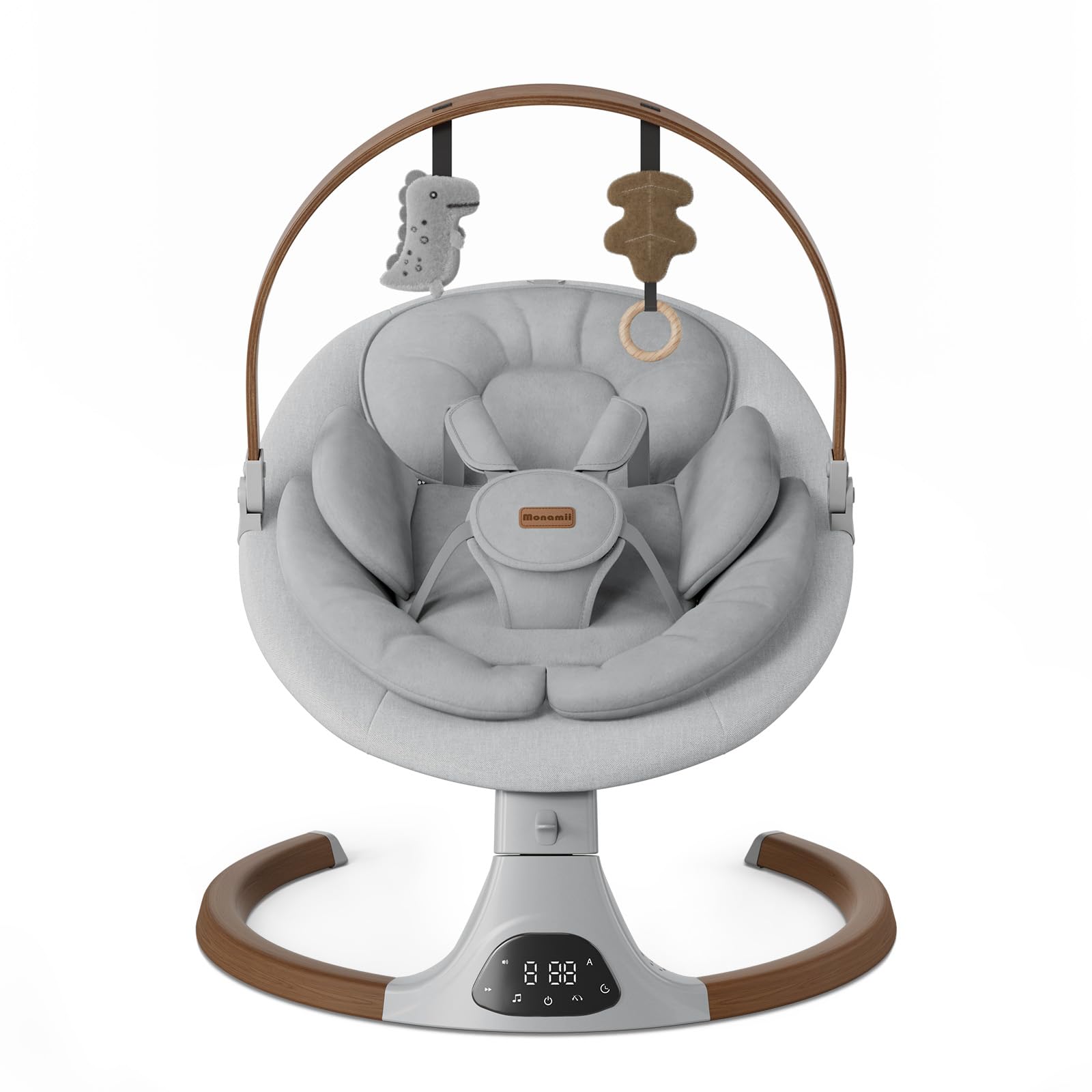 Baby Swings for Infants, Monamii Baby Swing, Infant Swing with 5 Speeds, 10 Lullabies, Electric Swing for Baby, Indoor & Outdoor Use (Beige)