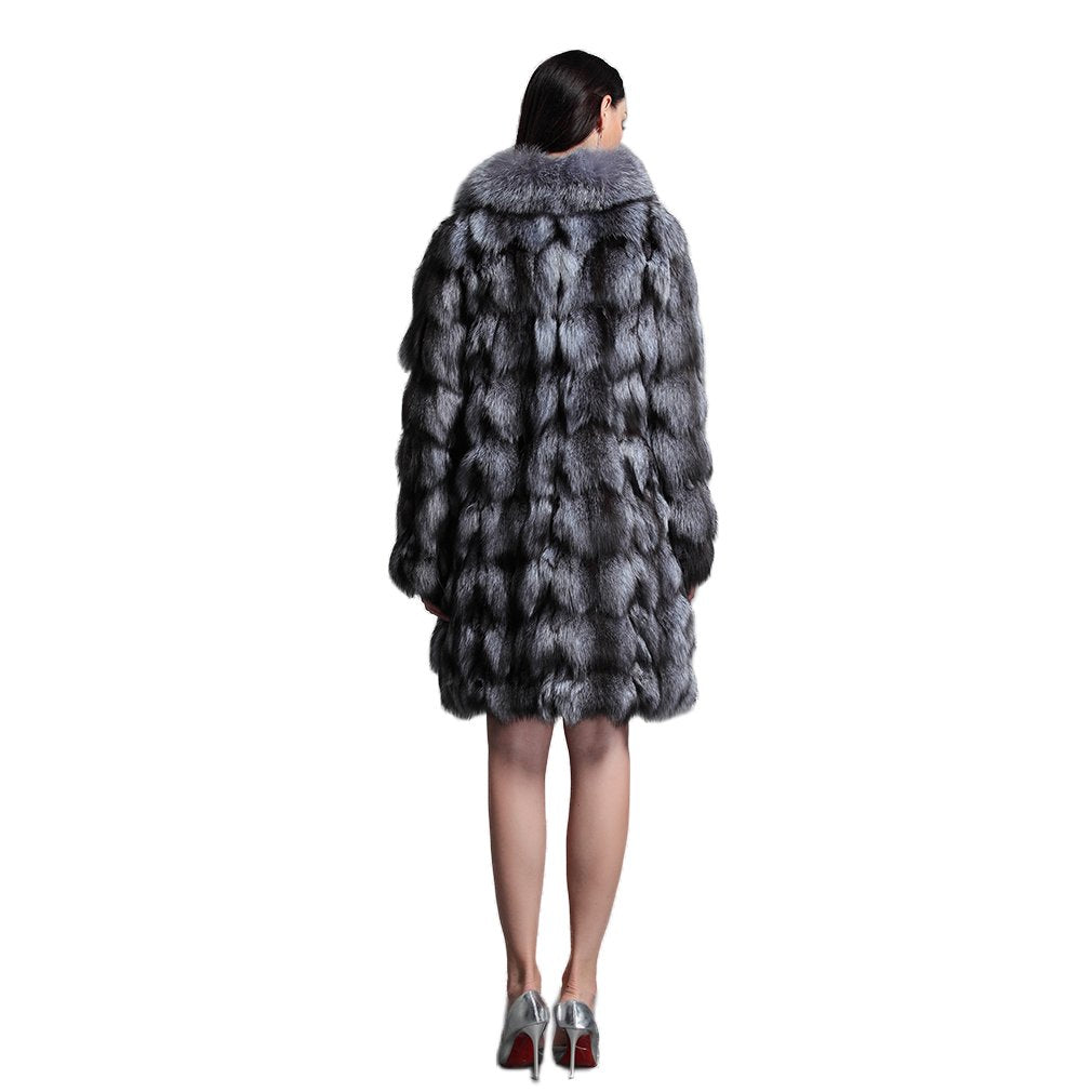 Fur Story Women's Genuine Fox Fur Coat Thick Warm Fur Jacket Winter coat