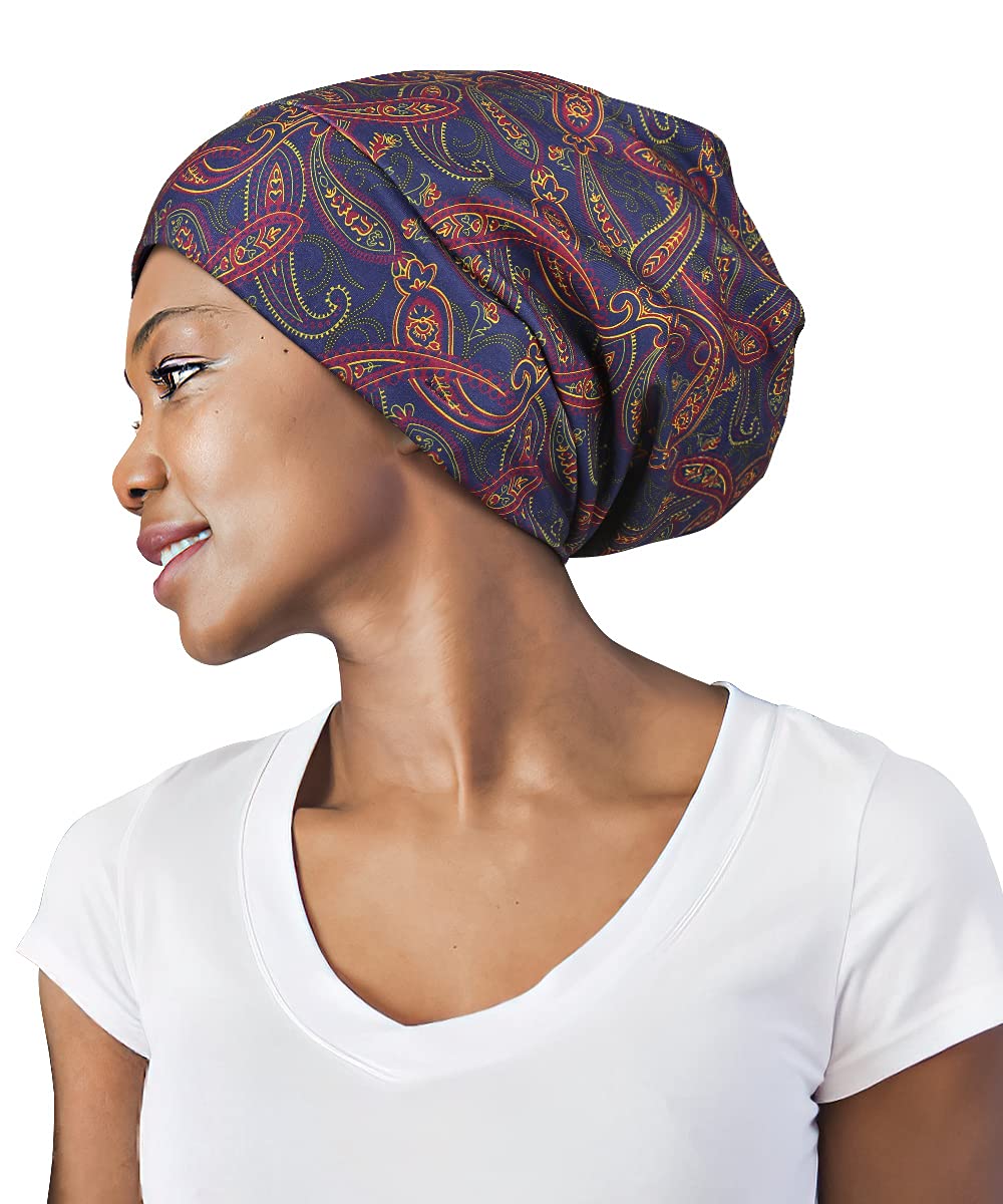 Adjustable Satin Lined Sleep Cap for Dreadlocks Curly Hair Large Head-Stay On Overnight