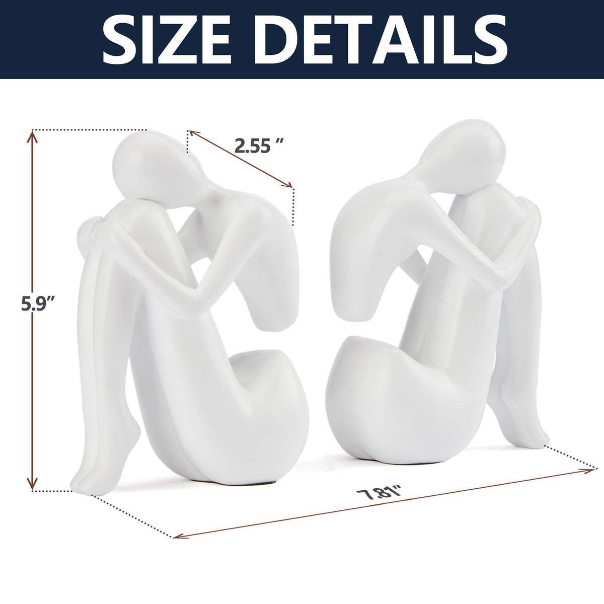 Black Decor Women Statue, Thinker Girl Sculptures, Modern Abstract Art Accents, Black Resin Collectible Figurines for Living Room Bedroom Bookshelf Coffe Table, Resin, 1Piece