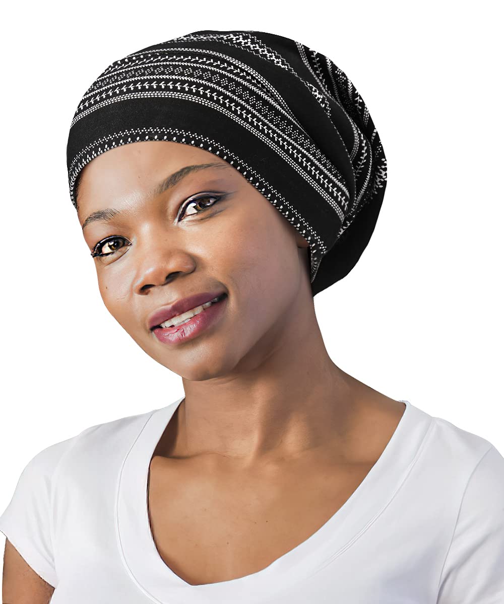 Adjustable Satin Lined Sleep Cap for Dreadlocks Curly Hair Large Head-Stay On Overnight