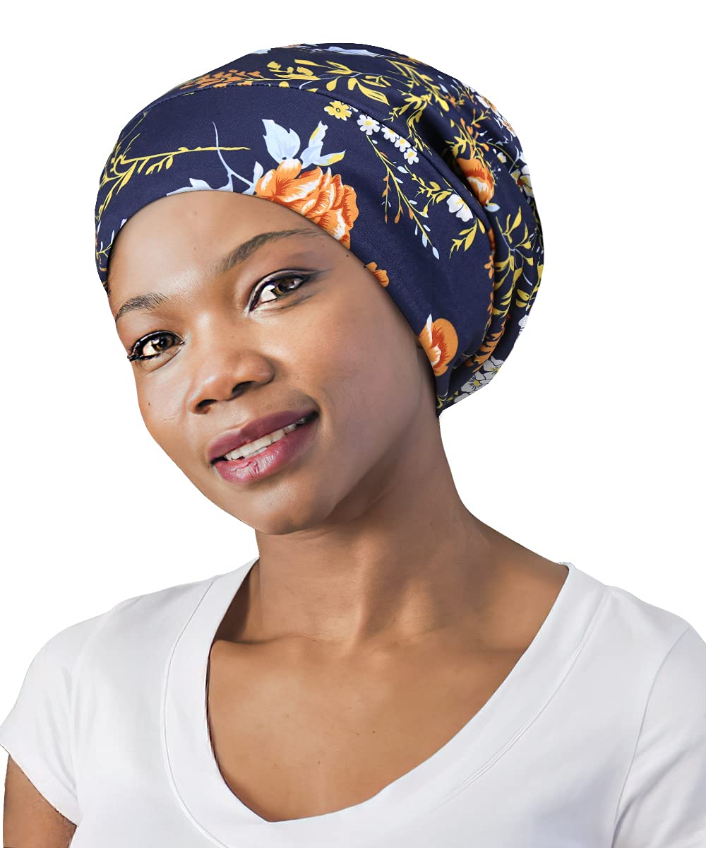Adjustable Satin Lined Sleep Cap for Dreadlocks Curly Hair Large Head-Stay On Overnight