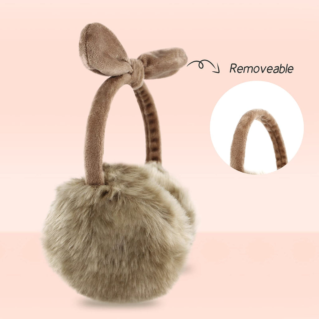 POXIMI Women Winter Earmuffs Girl Ski Adjustable Ear Covers for Cute Bow Ear Warmer Outdoor Earmuff Fleece Lining