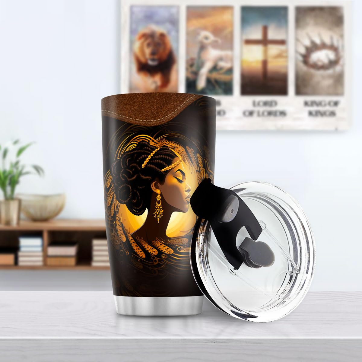 Sistabag - Coffee Tumbler For Black Women - Birthday, Mother's Day, Christmas Gifts For Women, Pride Tumbler For Woman (She Who Kneels Before God, 20 Oz)