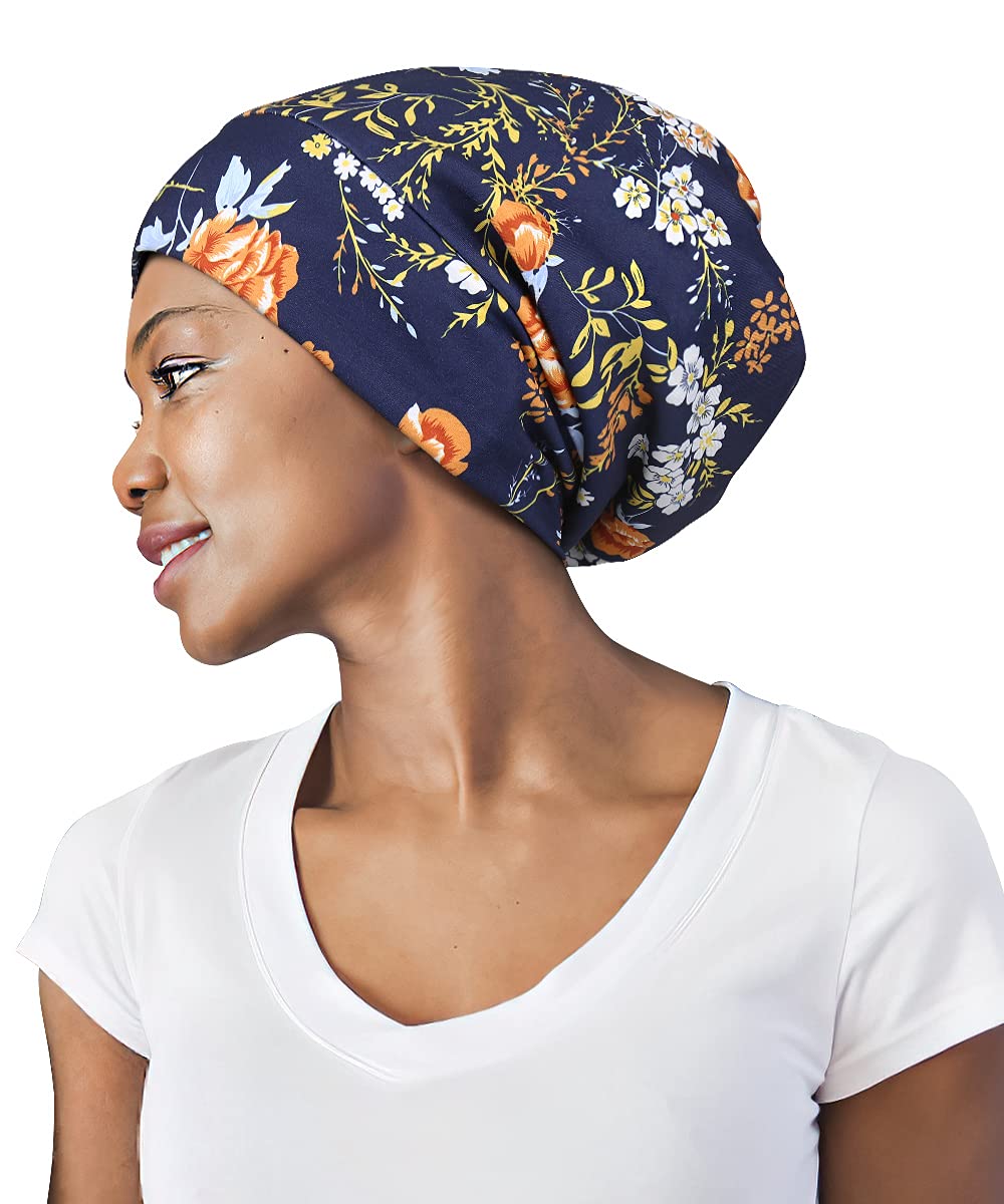 Adjustable Satin Lined Sleep Cap for Dreadlocks Curly Hair Large Head-Stay On Overnight