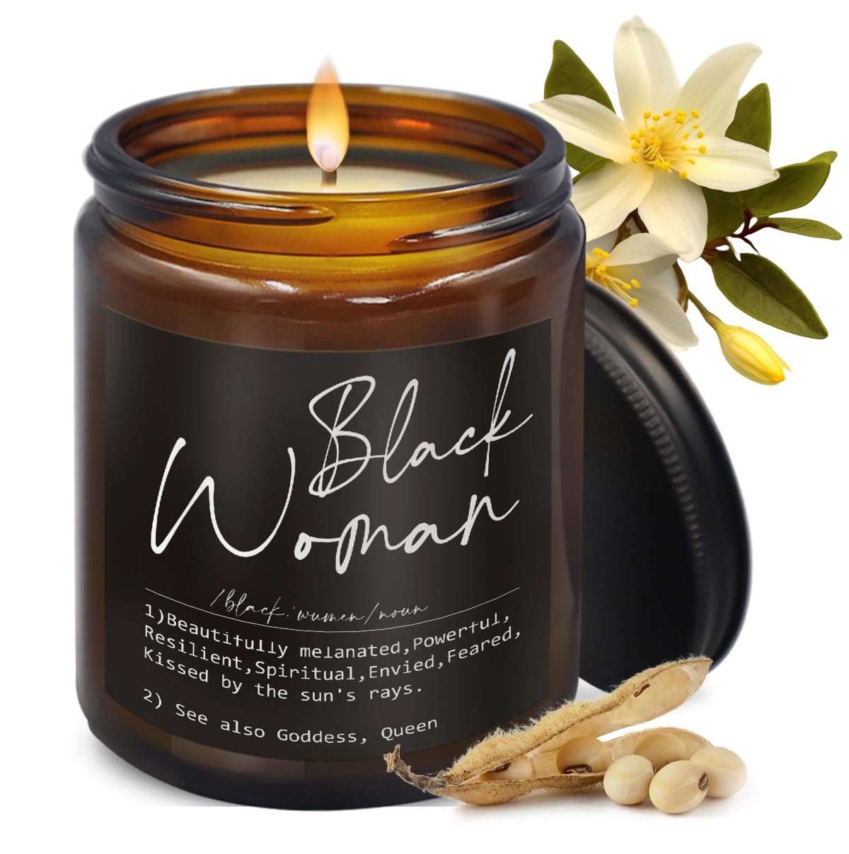 Black Women Definition African American Gifts for Black Women,Gifts for Black Women Black Girls,African American Women Gift,Vanilla Fragrance Scented Candles,8 oz, 188Hs