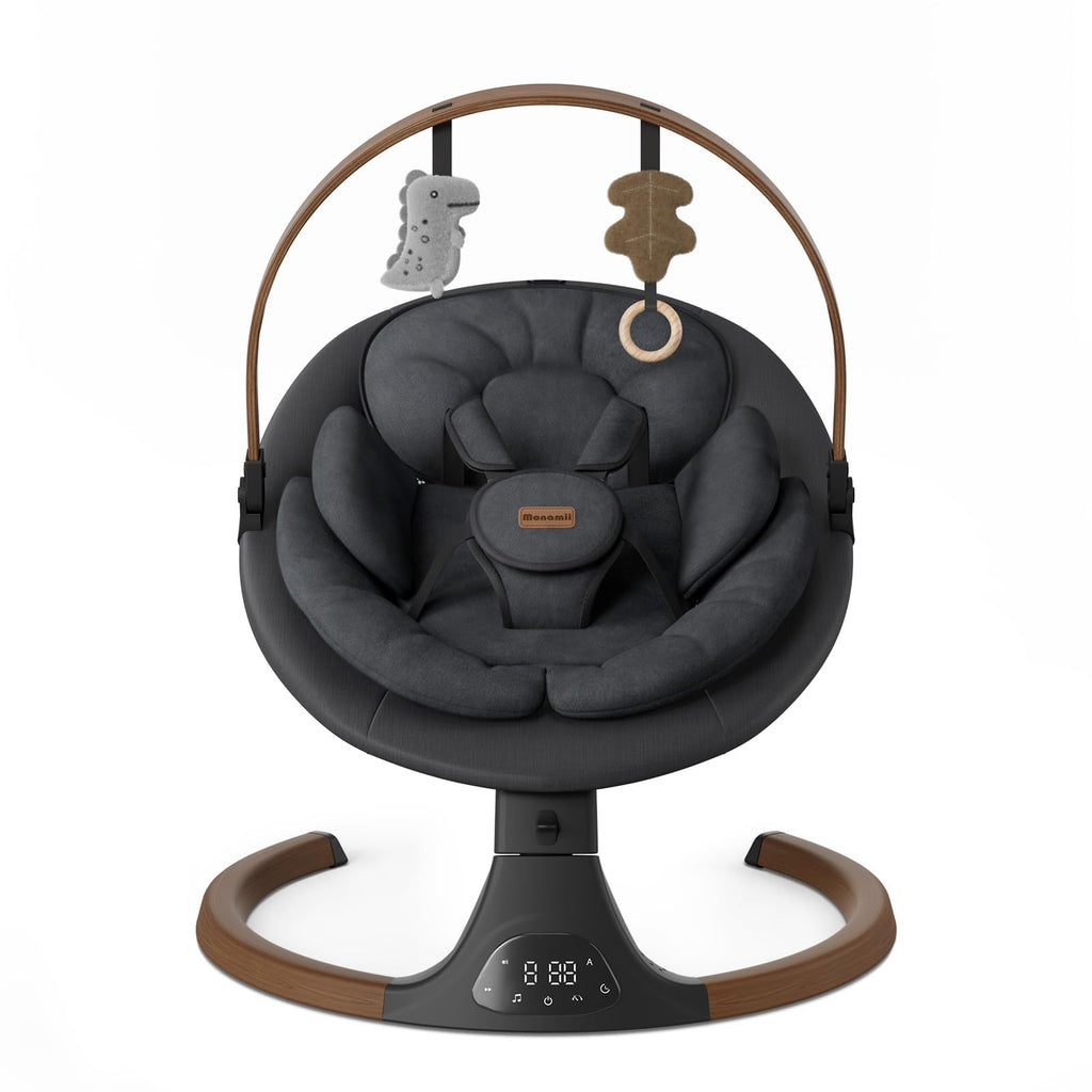 Baby Swings for Infants, Monamii Baby Swing, Infant Swing with 5 Speeds, 10 Lullabies, Electric Swing for Baby, Indoor & Outdoor Use (Beige)