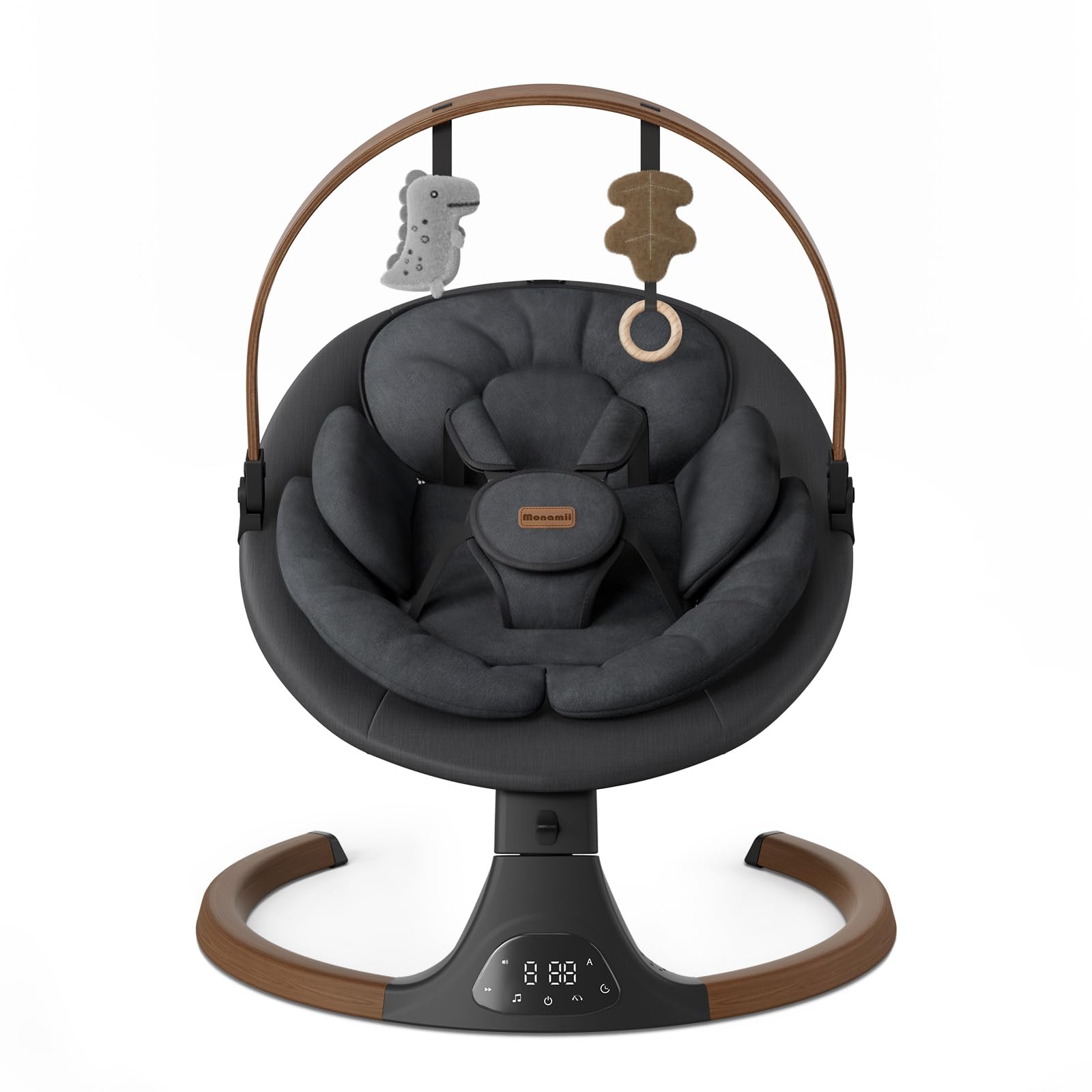 Baby Swings for Infants, Monamii Baby Swing, Infant Swing with 5 Speeds, 10 Lullabies, Electric Swing for Baby, Indoor & Outdoor Use (Beige)