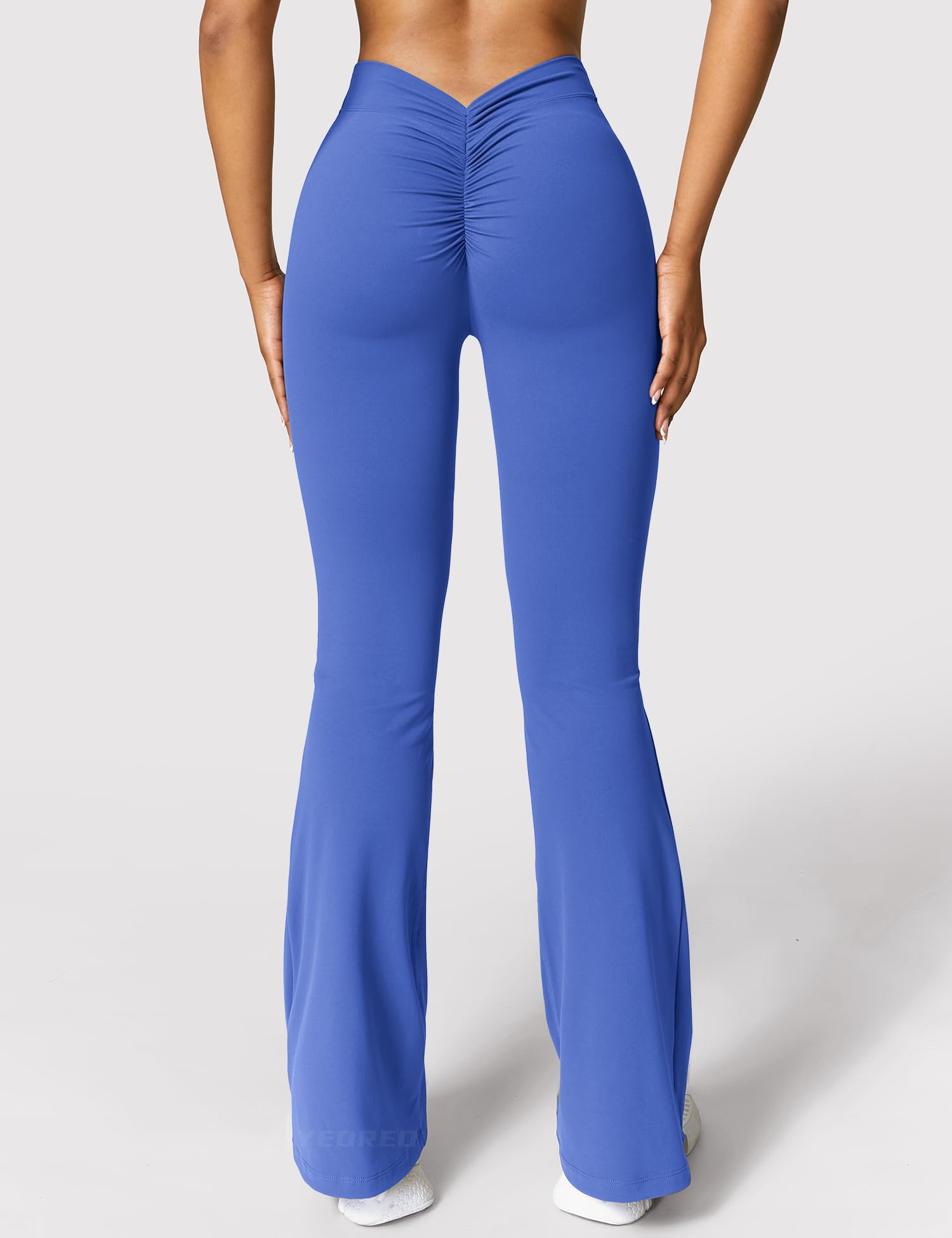 YEOREO Scrunch Flare Leggings Daze V Back Butt Lifting Wide Leg High Waist 31.5" Gym Workout Yoga Pants