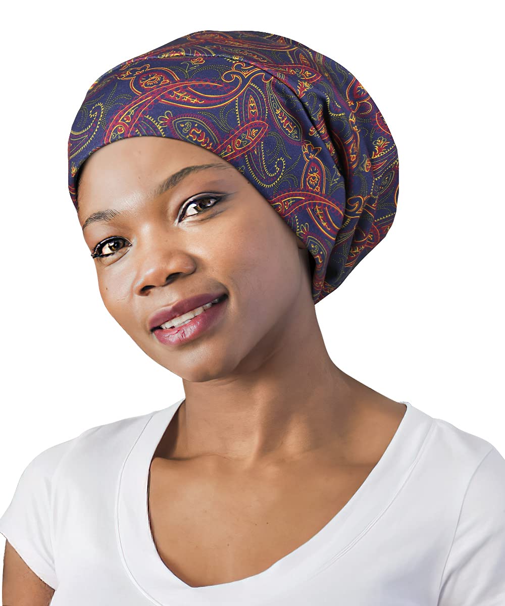 Adjustable Satin Lined Sleep Cap for Dreadlocks Curly Hair Large Head-Stay On Overnight