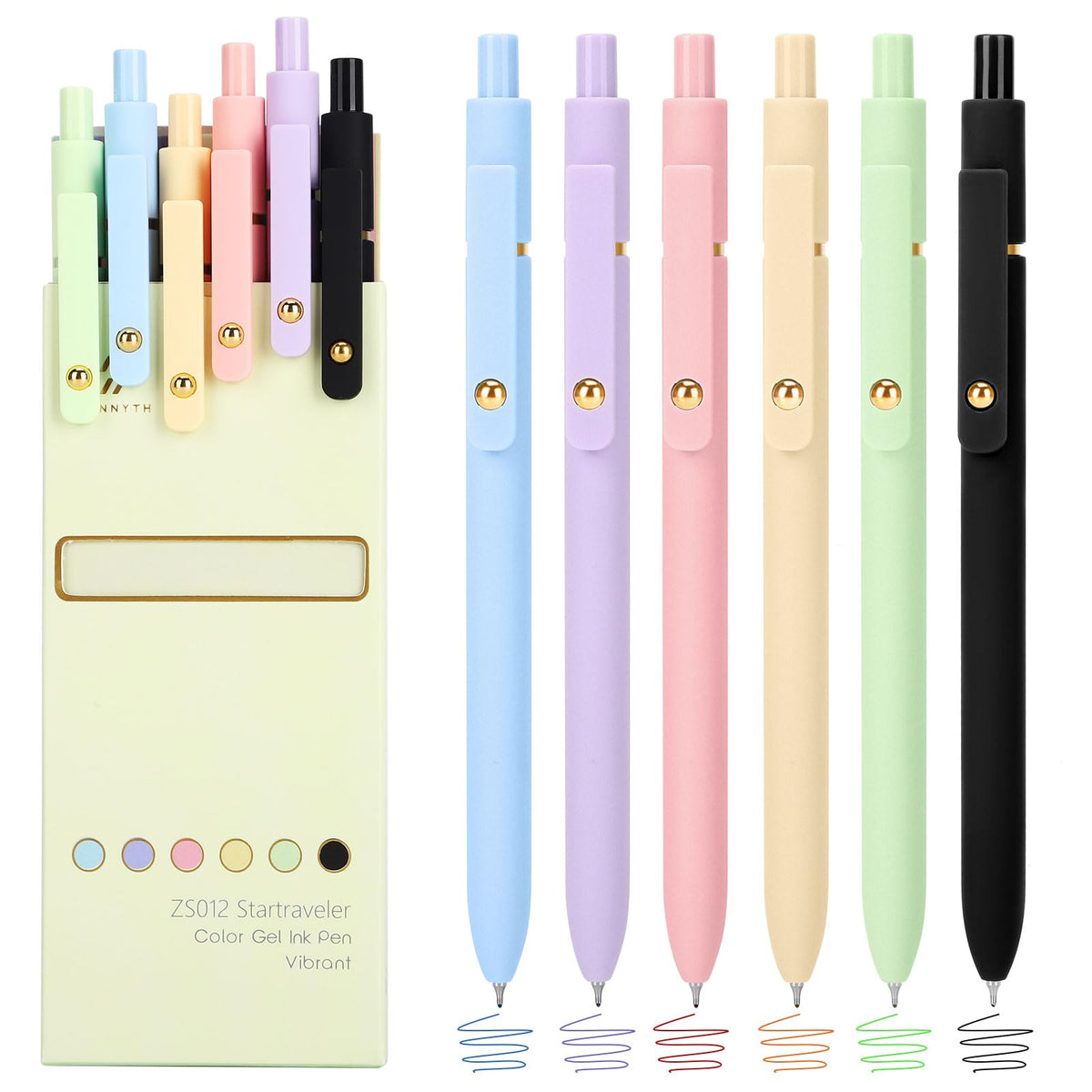 Ddaowanx Colored Gel Pens, 0.5mm Fine Point Retractable,Colorful Pens for Journaling,School Supplies, Gifts for Nurse and Teens, Stockings Stuffers for Women(6Pcs-Aesthetic Colors)