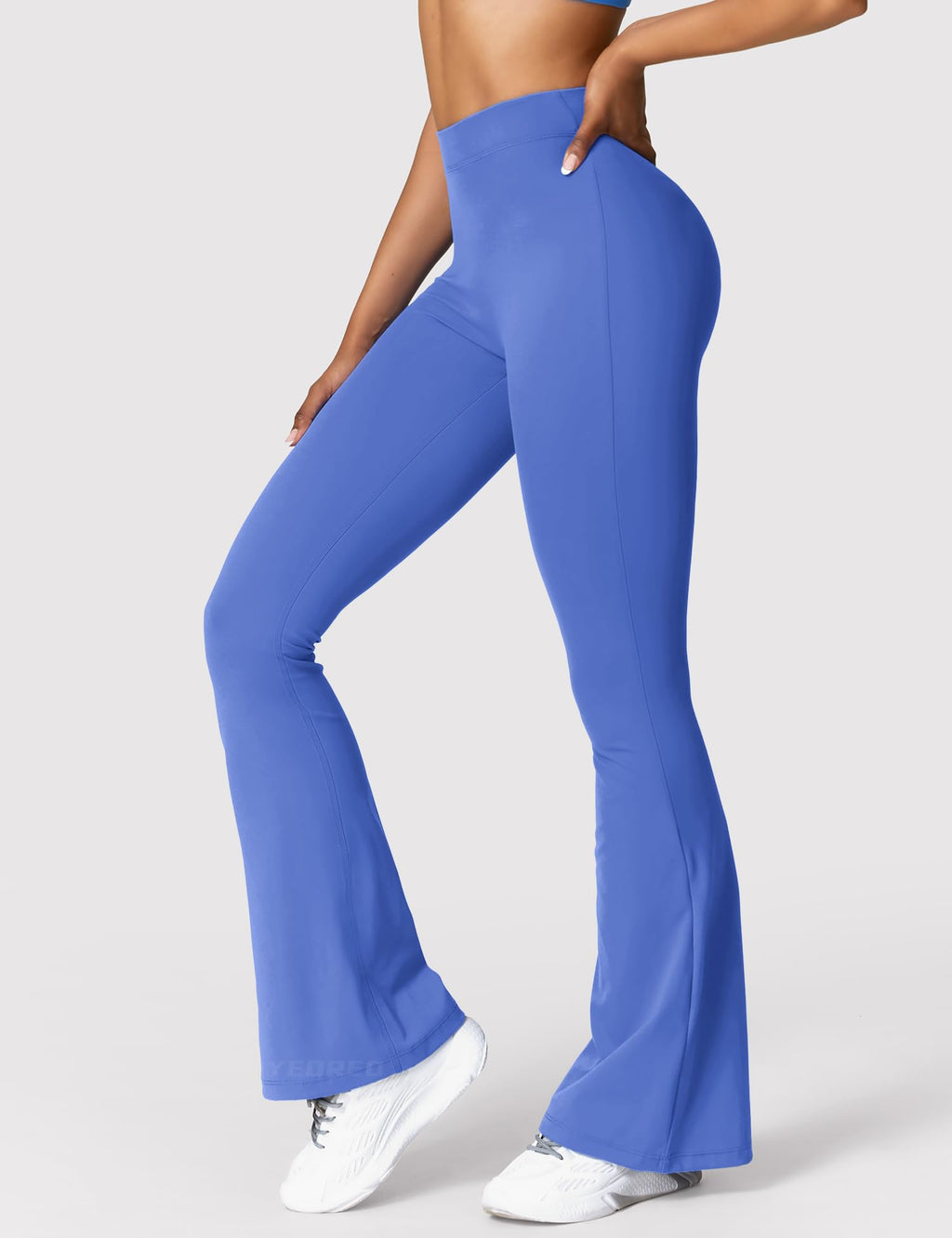 YEOREO Scrunch Flare Leggings Daze V Back Butt Lifting Wide Leg High Waist 31.5" Gym Workout Yoga Pants