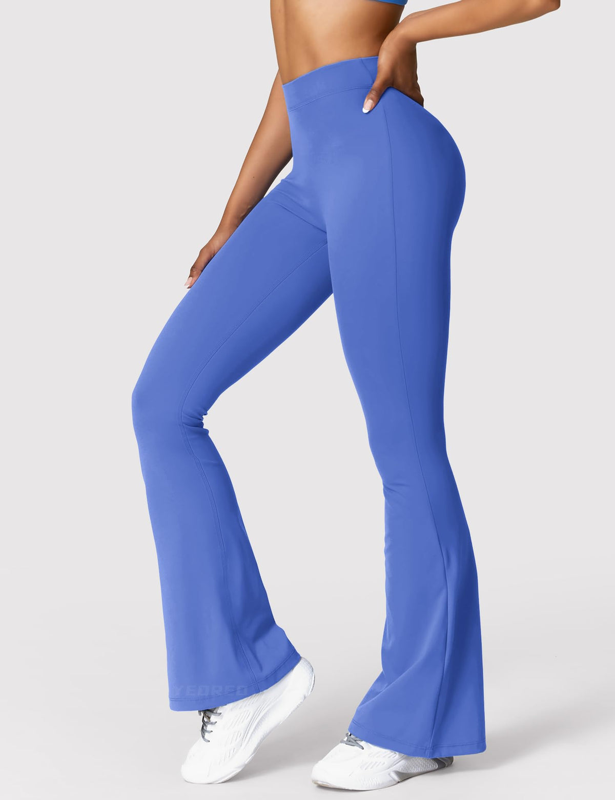 YEOREO Scrunch Flare Leggings Daze V Back Butt Lifting Wide Leg High Waist 31.5" Gym Workout Yoga Pants