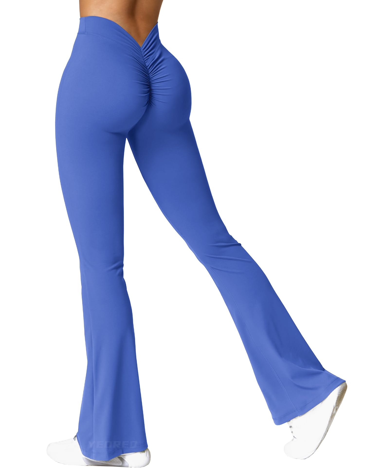 YEOREO Scrunch Flare Leggings Daze V Back Butt Lifting Wide Leg High Waist 31.5" Gym Workout Yoga Pants
