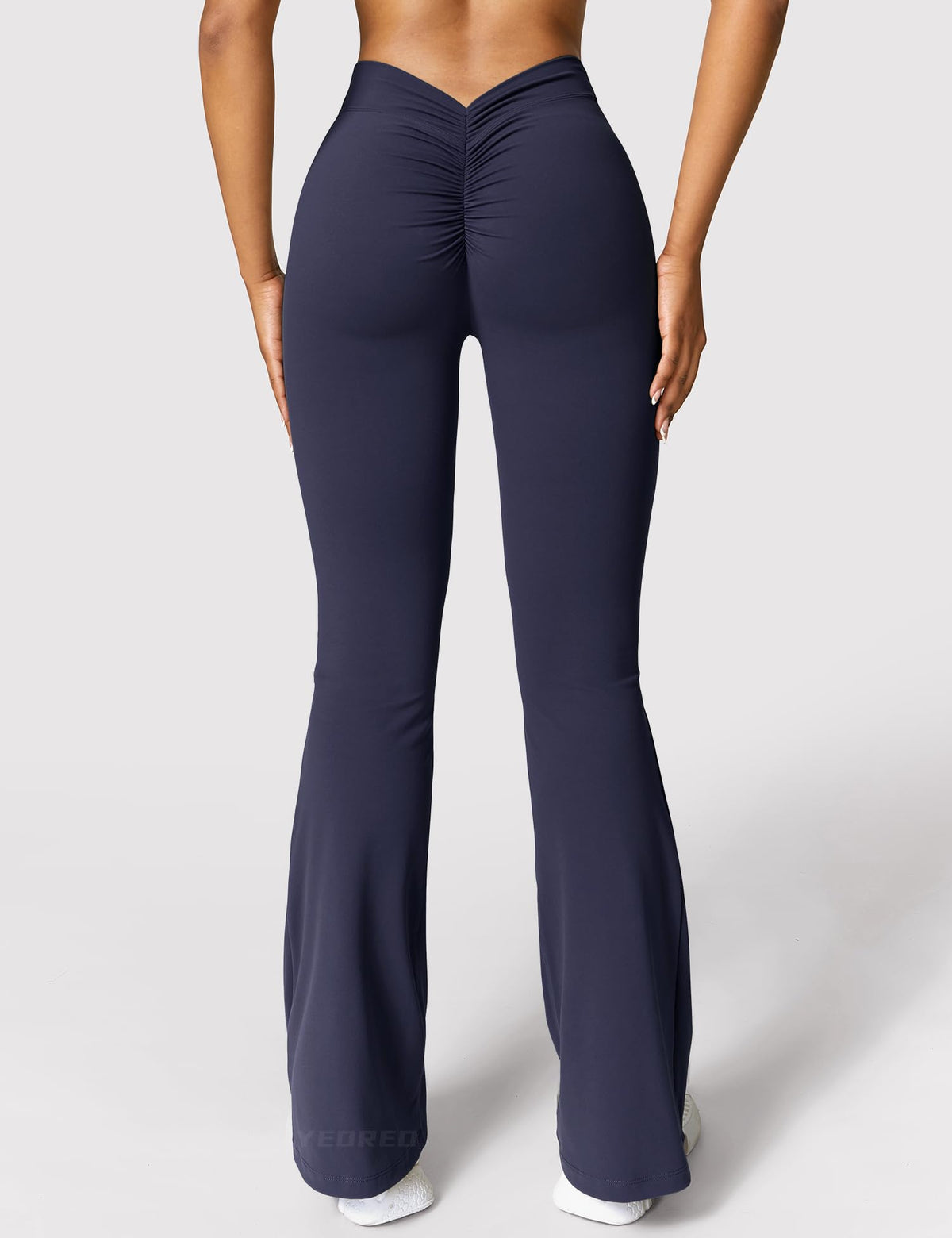 YEOREO Scrunch Flare Leggings Daze V Back Butt Lifting Wide Leg High Waist 31.5" Gym Workout Yoga Pants
