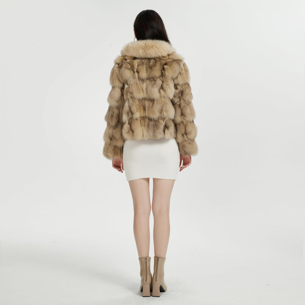 Fur Story Women's Genuine Fox Fur Coat Thick Warm Fur Jacket Winter coat