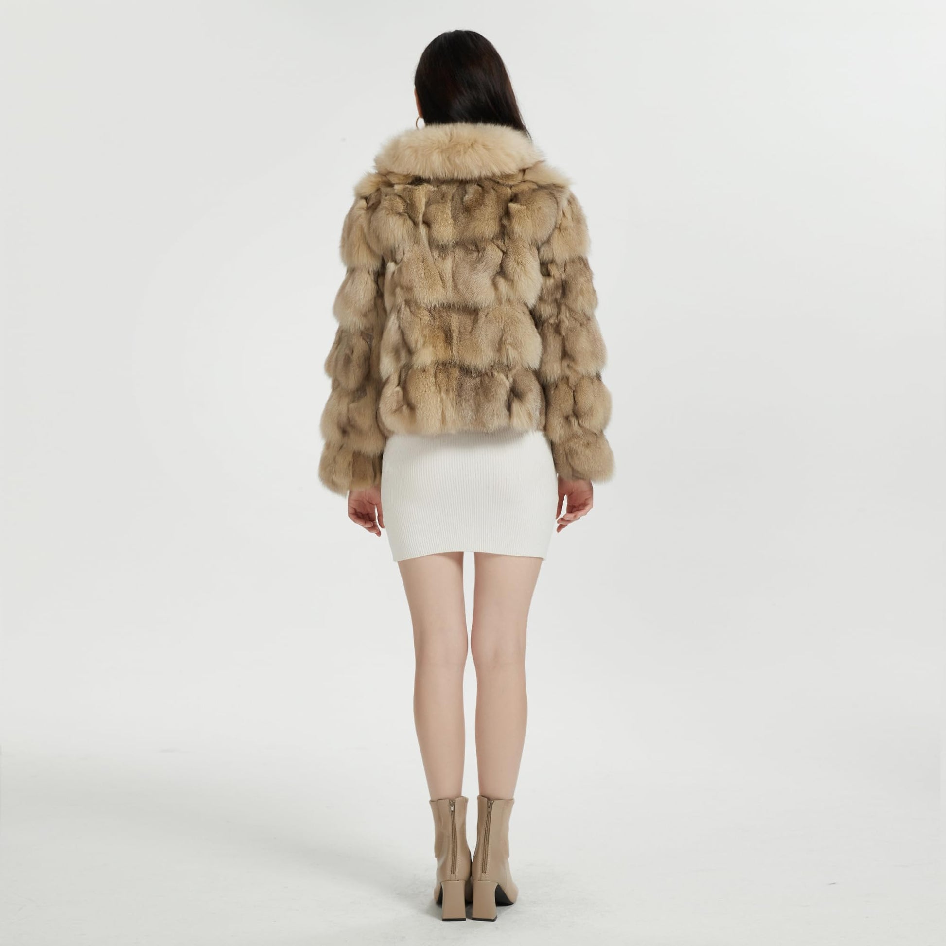 Fur Story Women's Genuine Fox Fur Coat Thick Warm Fur Jacket Winter coat