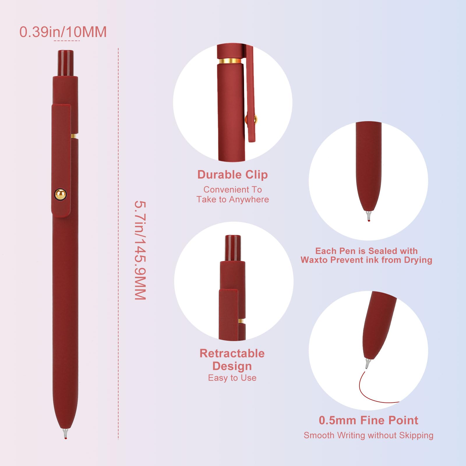 Ddaowanx Colored Gel Pens, 0.5mm Fine Point Retractable,Colorful Pens for Journaling,School Supplies, Gifts for Nurse and Teens, Stockings Stuffers for Women(6Pcs-Aesthetic Colors)