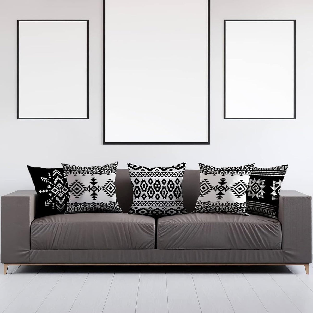 Western Native American Throw Pillow Covers 18X18 Southwestern Boho Aztec Navajo Turquoise Decorative Cushion Pillow Cases for Outdoor Home Decor Set of 4, Double Side Print (African Mudcloth)