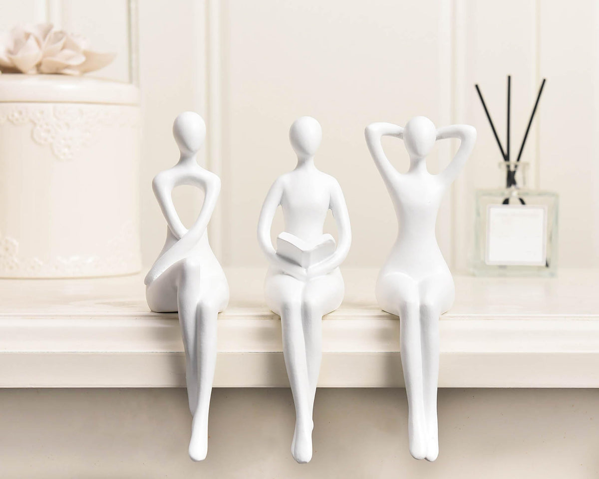 Quoowiit Gold Decor Thinker Statue Decor Book Shelf Decor, Abstract Statue Ornament Office Decor Modern Home Decor Decorations for Living Room Collectable Figurines Coffee Table Decor 3 Piece