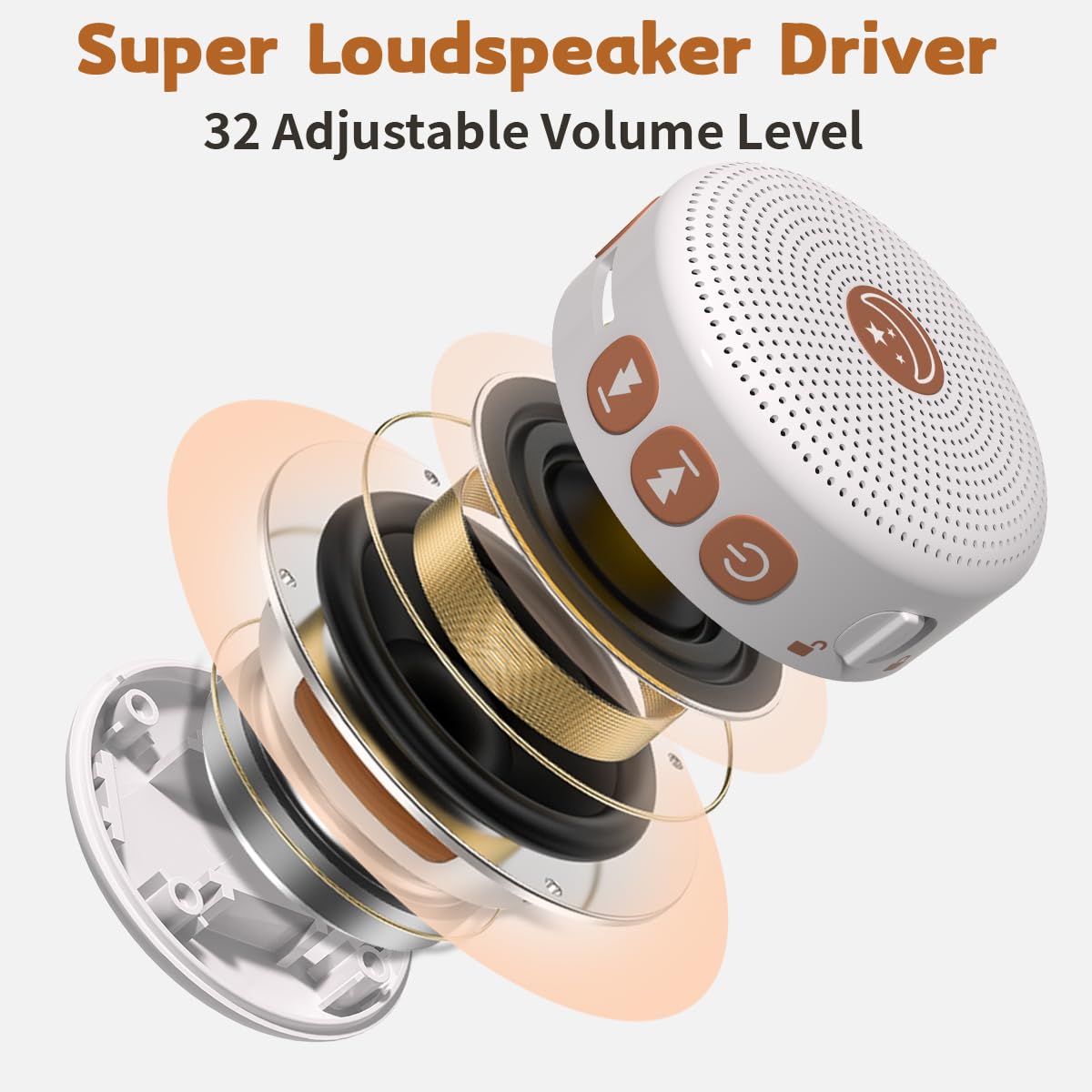 Mini Shushing Sound Machine Portable Baby White Noise Machine Brown Noise Machine 30 Soothing Sounds for Kids Adults Auto-Off Timer 32 Volume Levels Battery Sleep Machine for Home Office Privacy