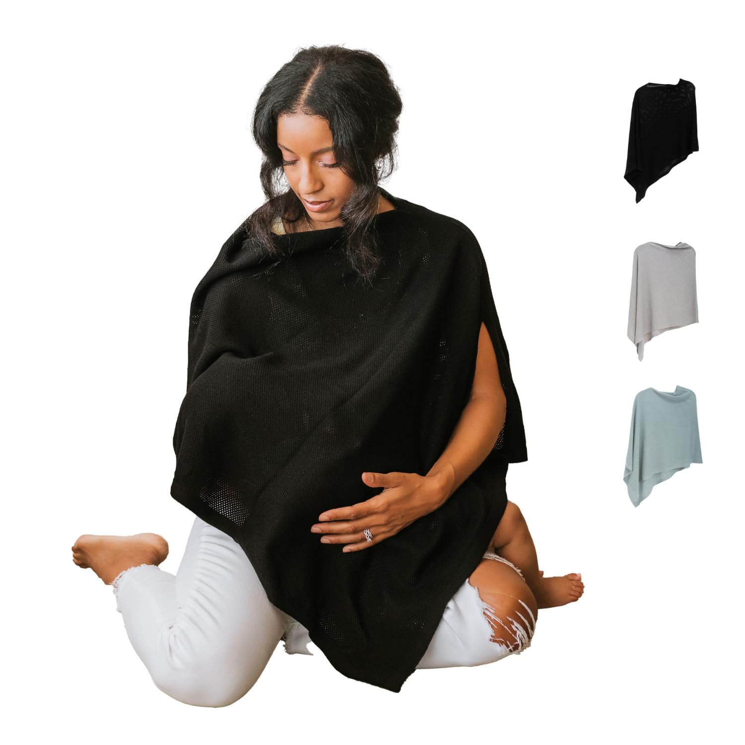 Breathable Nursing Cover Up for Breastfeeding - Privacy Nursing Covers - Newborn Essentials Must Haves - Improved Ponchy by Gold Mamas - Sand