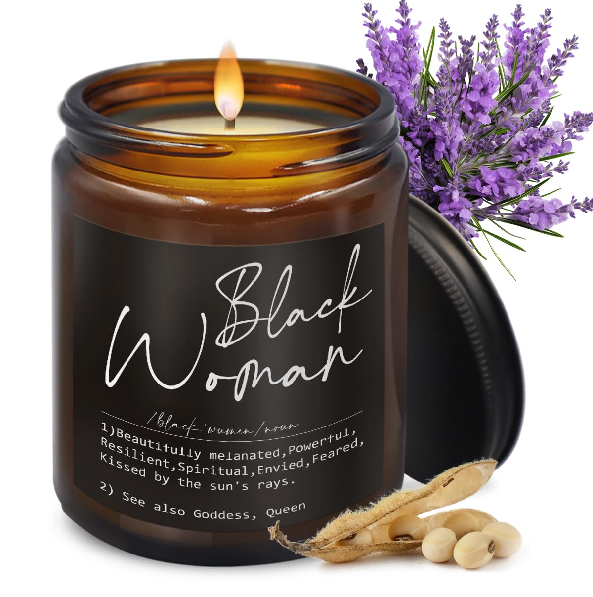 Black Women Definition African American Gifts for Black Women,Gifts for Black Women Black Girls,African American Women Gift,Vanilla Fragrance Scented Candles,8 oz, 188Hs