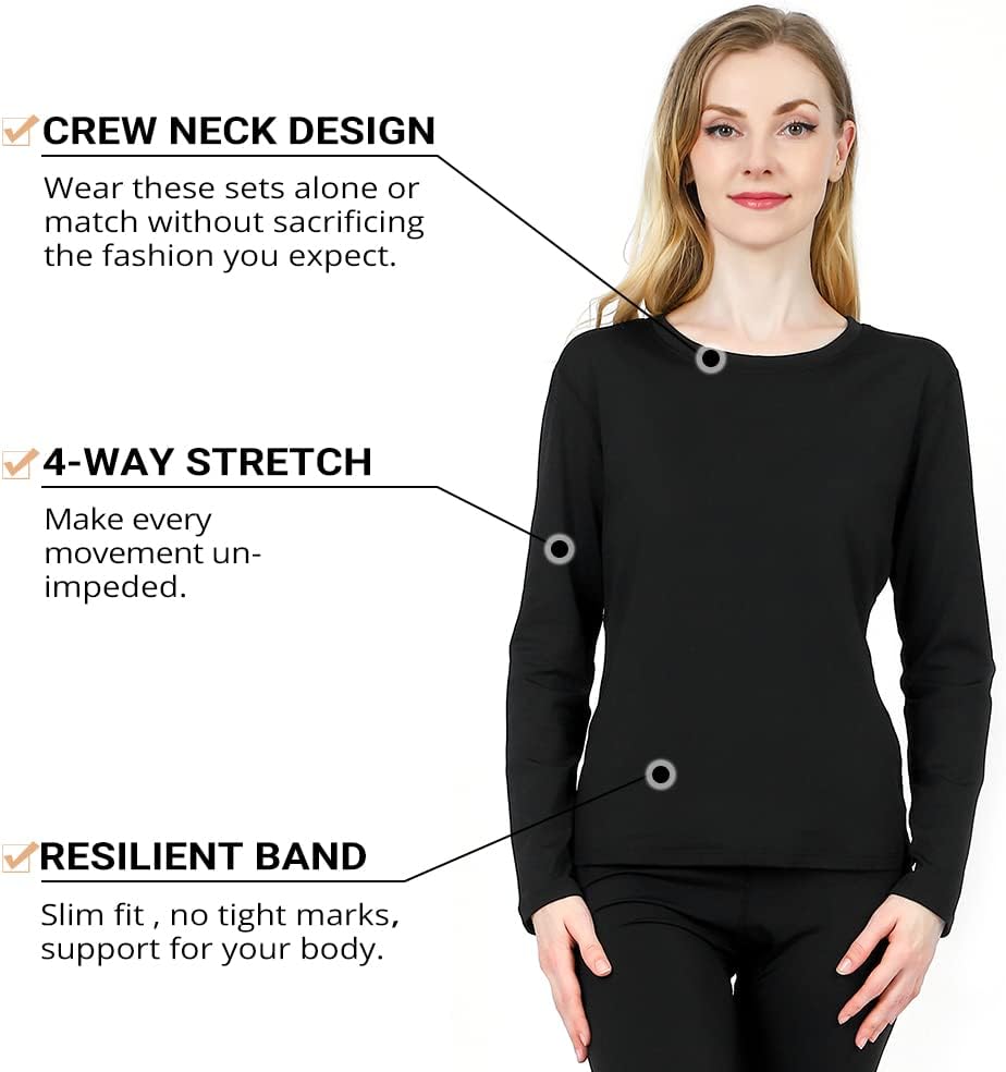 HEROBIKER Thermal Underwear Women Ultra-Soft Set Base Layer Top & Bottom Long Johns with Fleece Lined Winter Warm