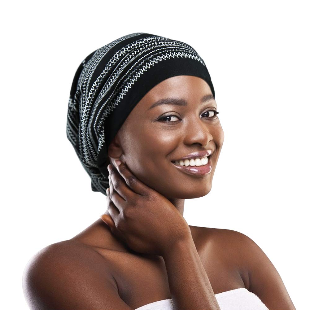 Adjustable Satin Lined Sleep Cap for Dreadlocks Curly Hair Large Head-Stay On Overnight